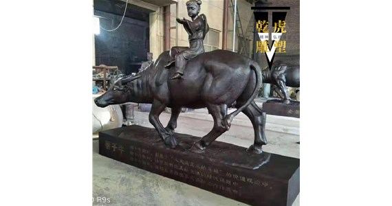 小区动物铜雕厂家   铸铜童子骑牛雕塑