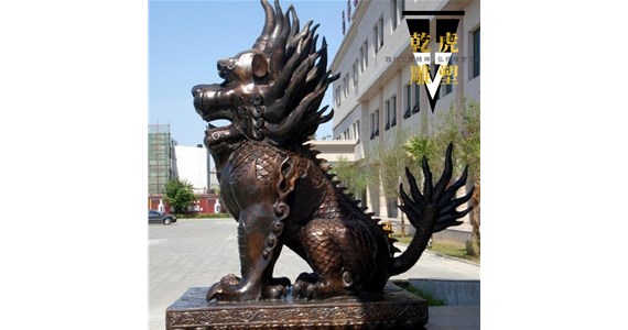 彩绘青铜动物雕塑   上色铸铜麒麟雕塑